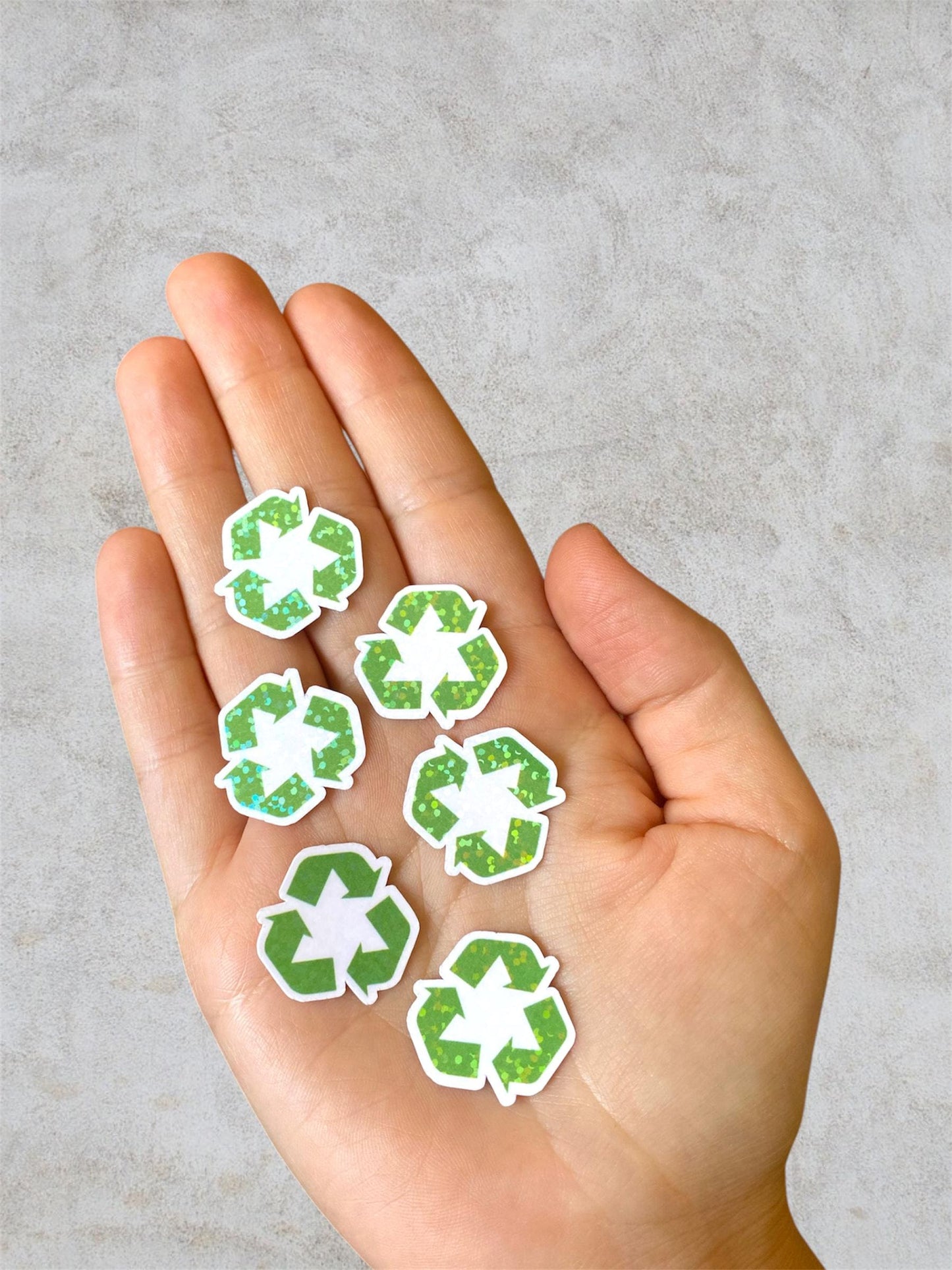 recycling 6 mini holographic stickers