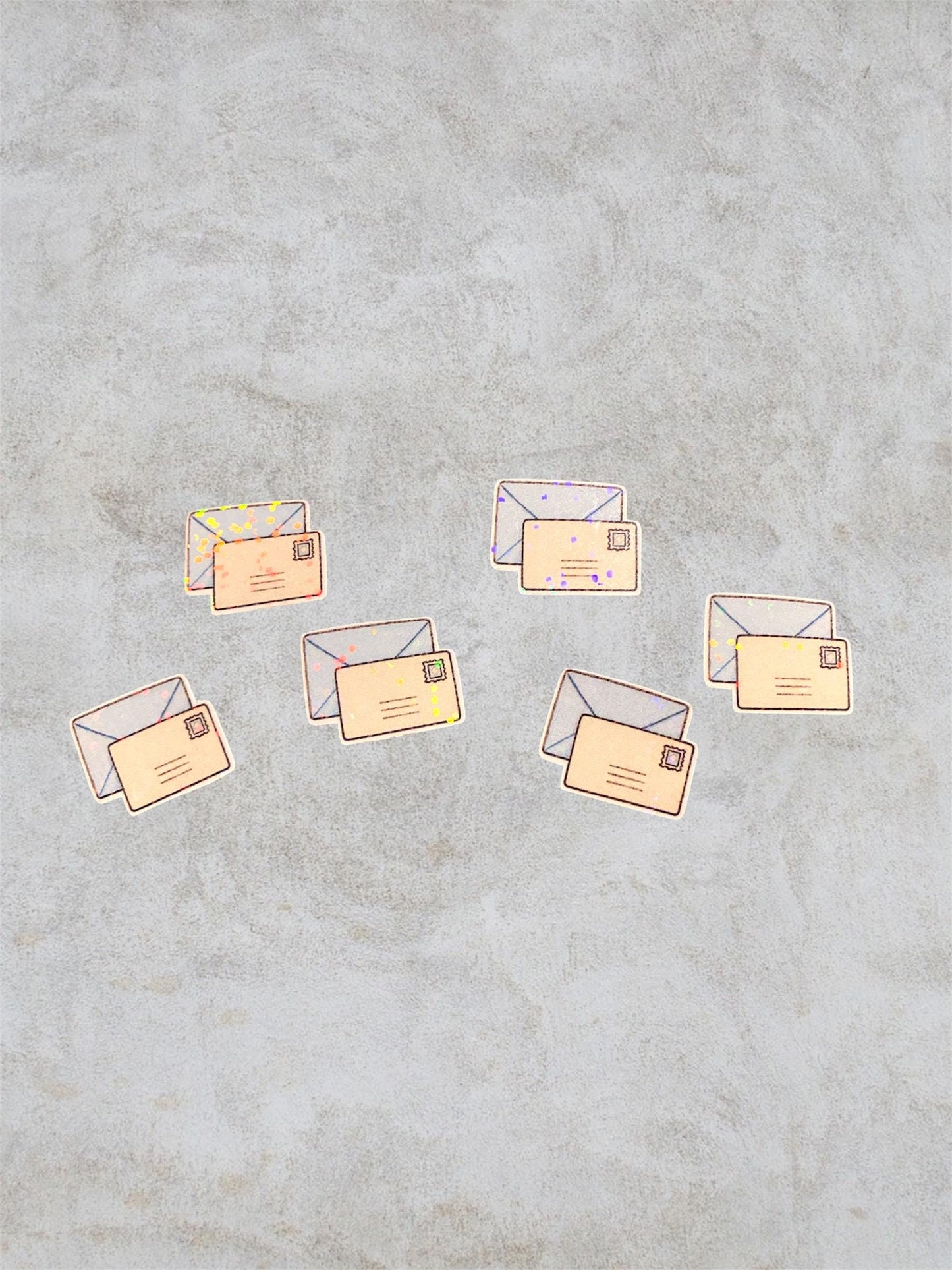 envelopes | mini holographic stickers, shinny glitter effect