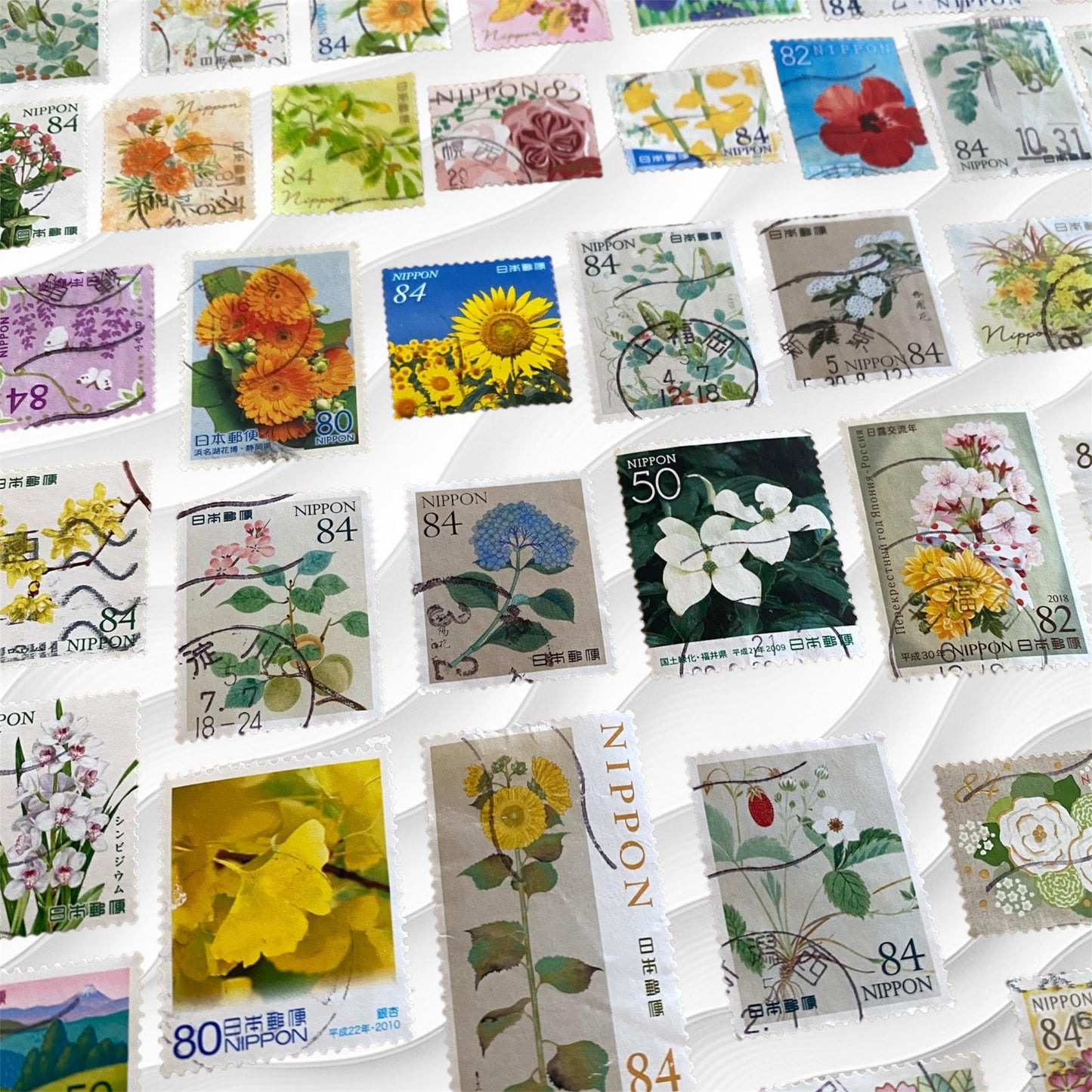 Used Japanese Flower Post Stamps — Vintage and New JPN Postage for Crafts & Collecting, NIPPON