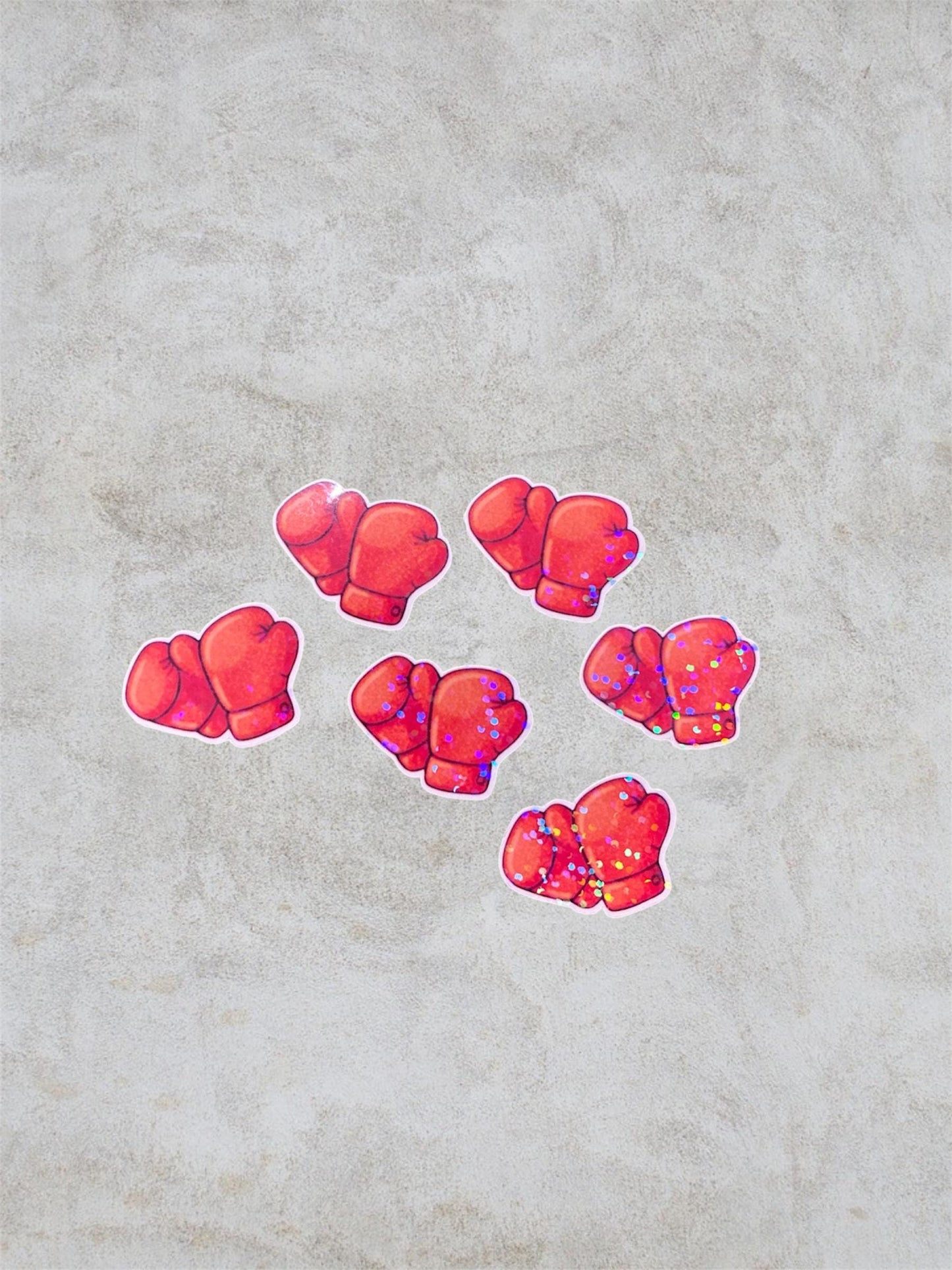 boxing gloves 6 mini holographic stickers