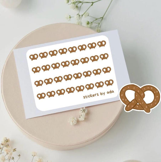 Mini pretzel stickers to use in a daily planner, bullet journal, calendar or agenda