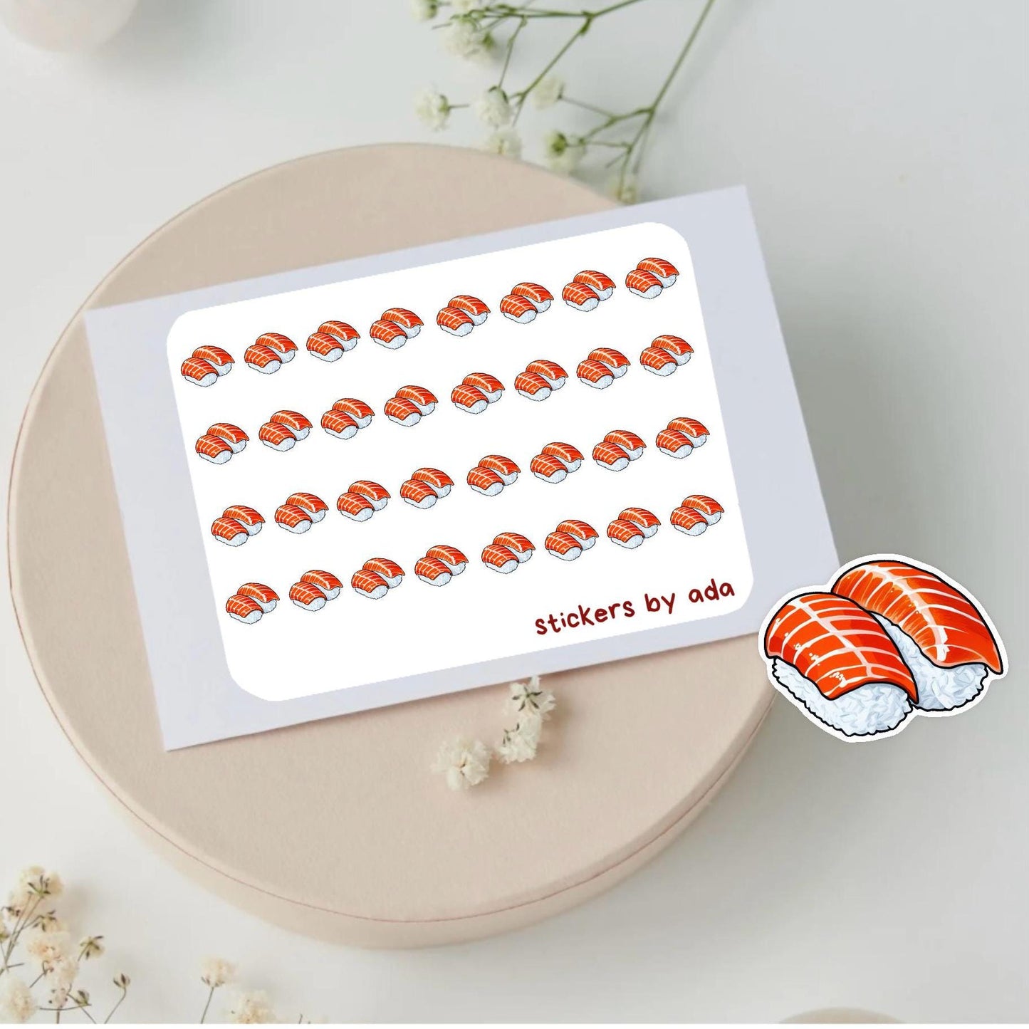 Mini nigiri sushi stickers to use in a daily planner, bullet journal, calendar or agenda