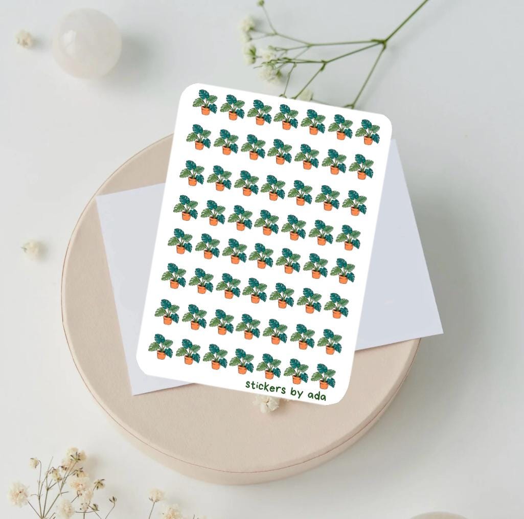 Mini Monstera Plant Stickers: Planner, Journal, Scrapbook