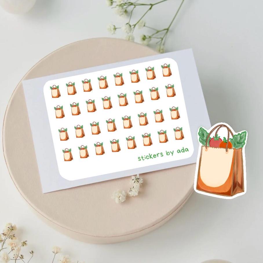 Grocery Bag Planner Stickers, Shopping List Stickers