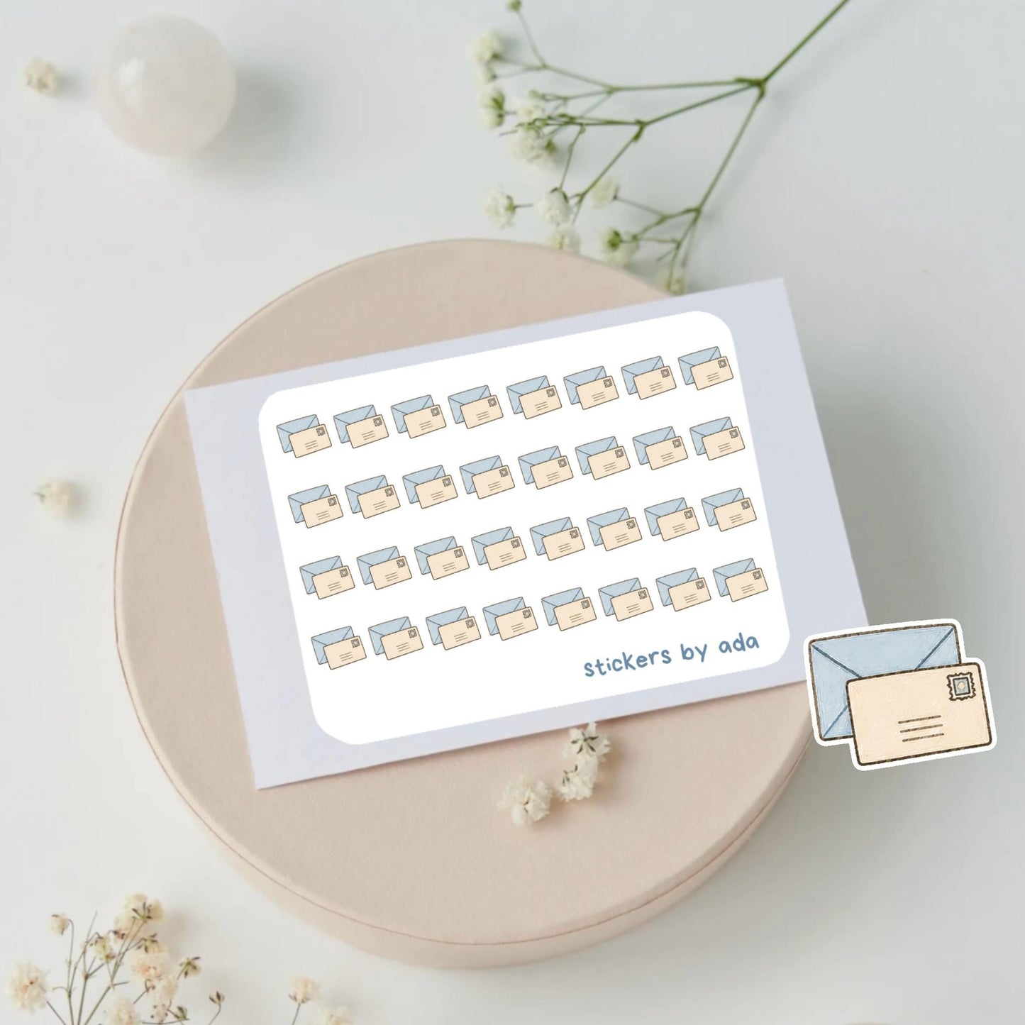 Mini envelopes stickers to use in a daily planner, bullet journal, calendar or agenda