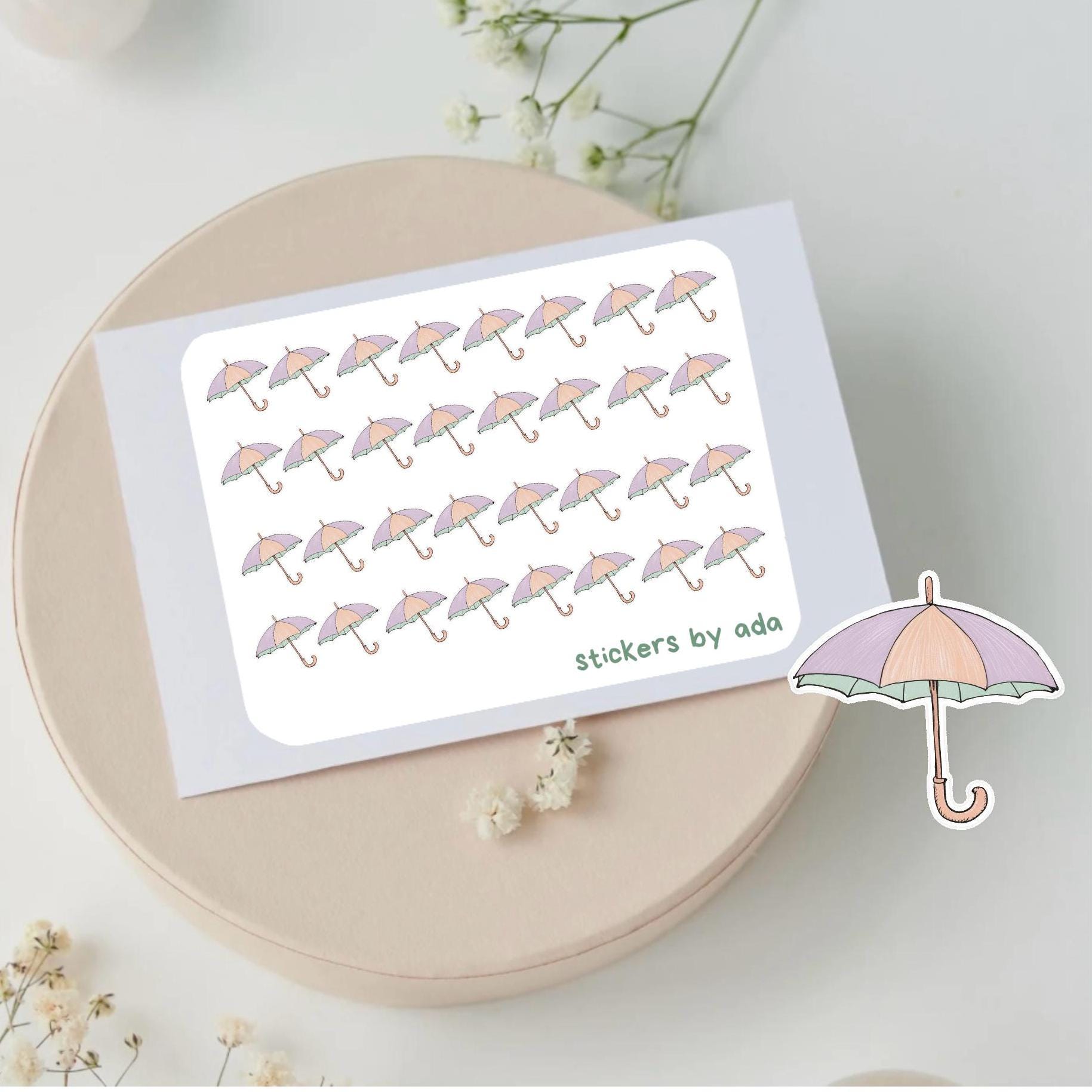 Rainy Day Umbrella Stickers: Planner, Journal, Scrapbook