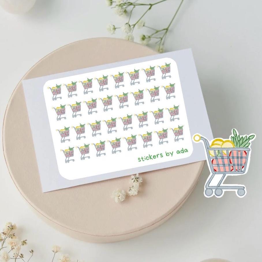 Grocery Cart Planner Stickers: Shopping List Stickers