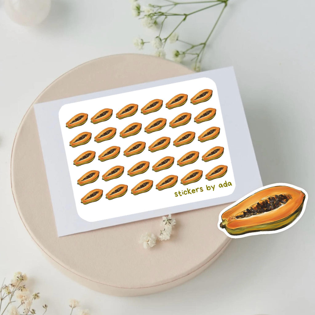 Mini Papaya Stickers: Planner, Journal, Vegan Food, Diet, Fruit