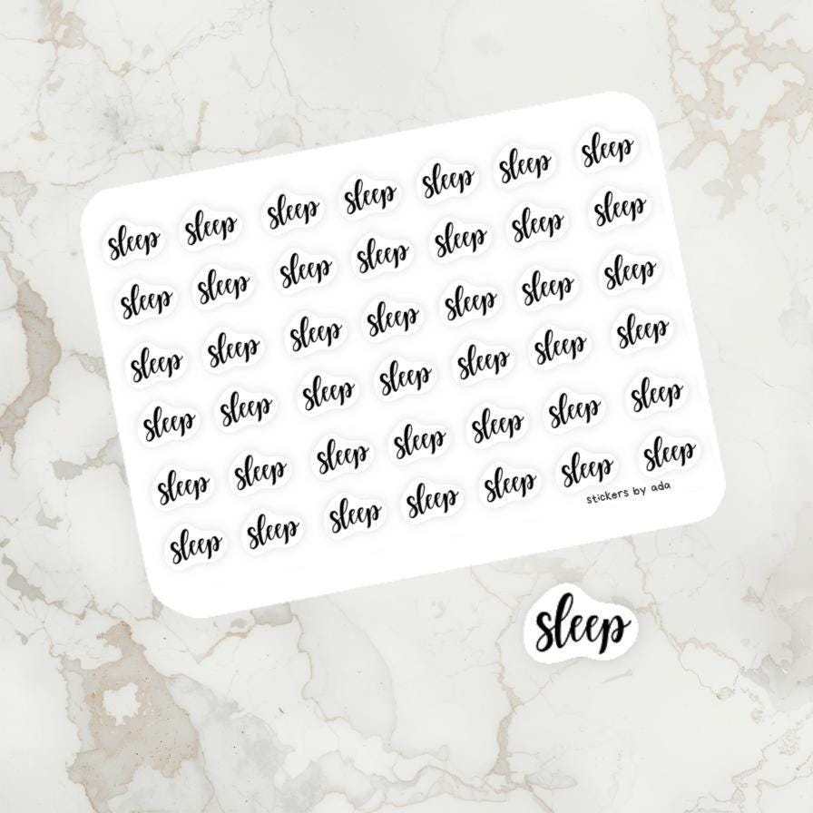 Mini stickers with text SLEEP: Journal Planner Stickers.