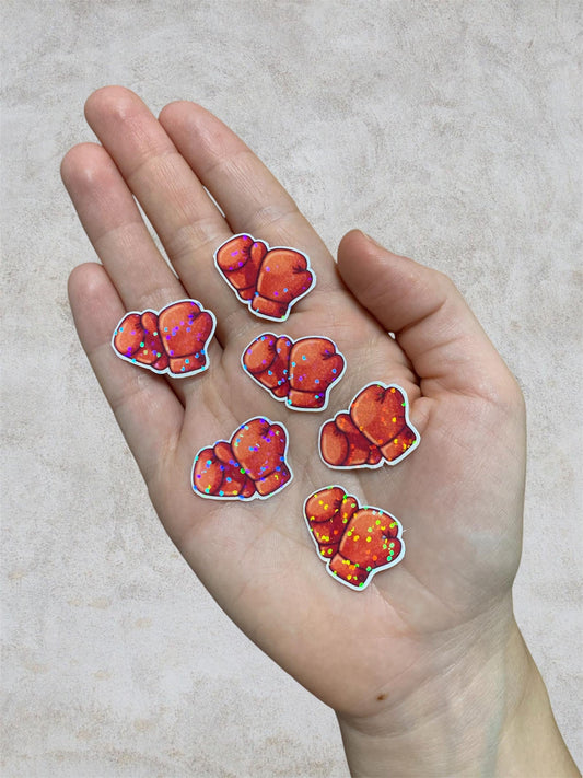 boxing gloves 6 mini holographic stickers
