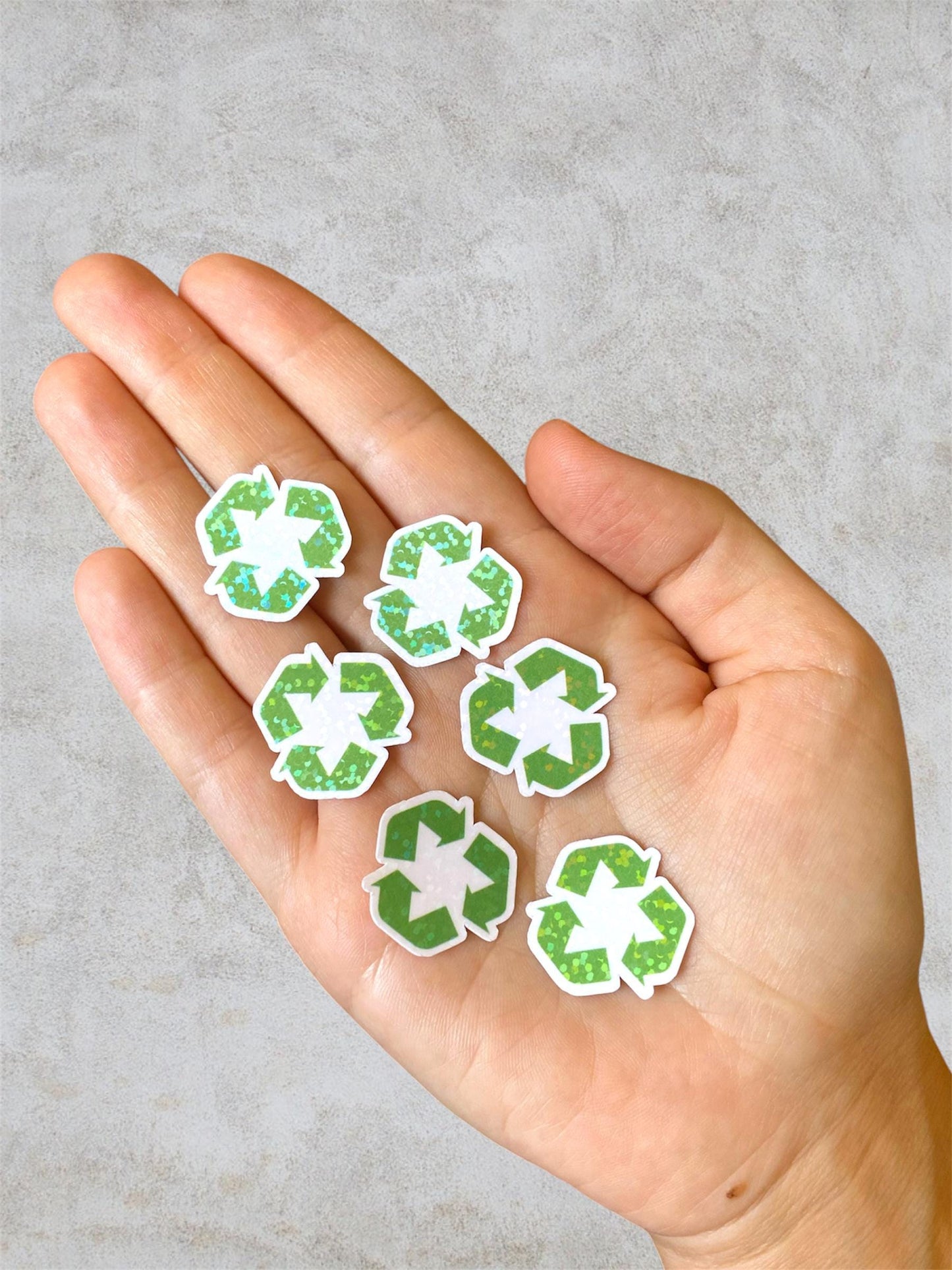recycling 6 mini holographic stickers