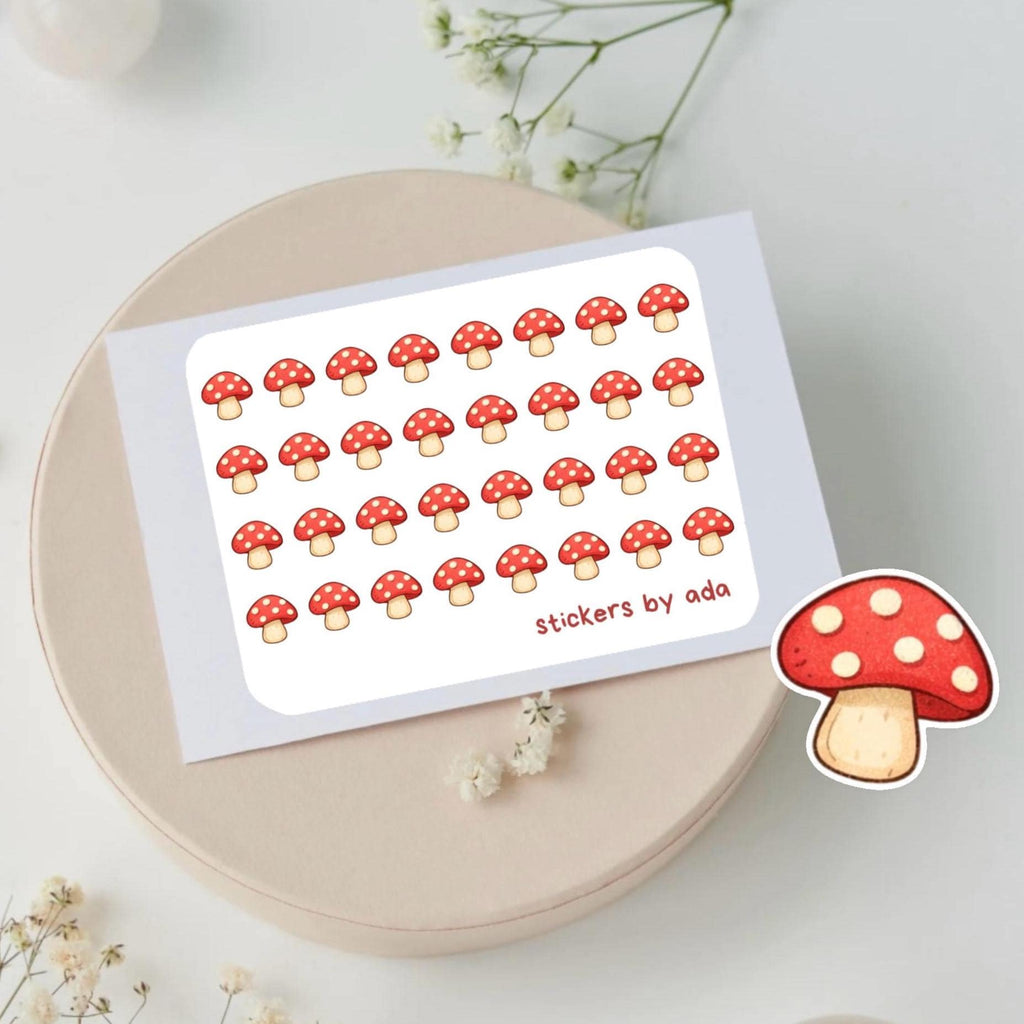 Mini mushroom stickers for planners, bullet journals, calendars, scrapbooking | fungi, forest, mycology, poison
