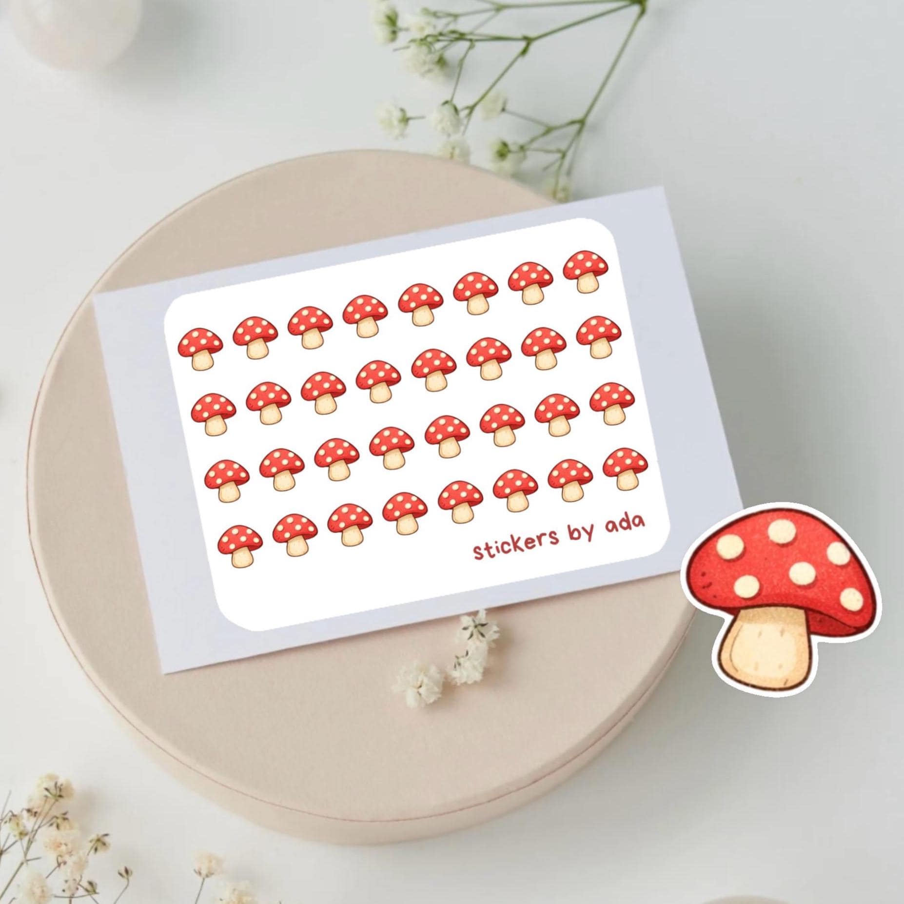 Mini mushroom stickers for planners, bullet journals, calendars, scrapbooking | fungi, forest, mycology, poison