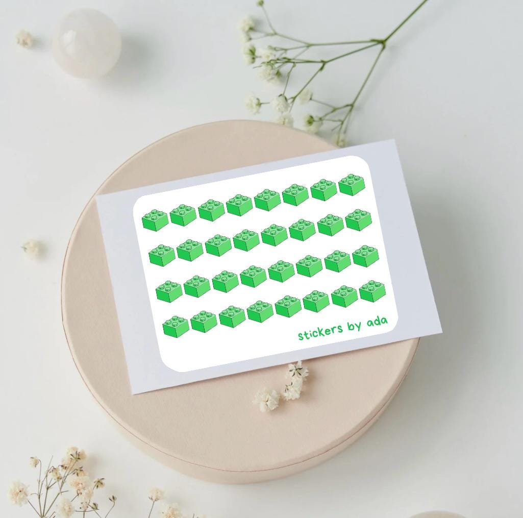 Mini building bricks Icon Stickers: Planner, Journal, Calendar