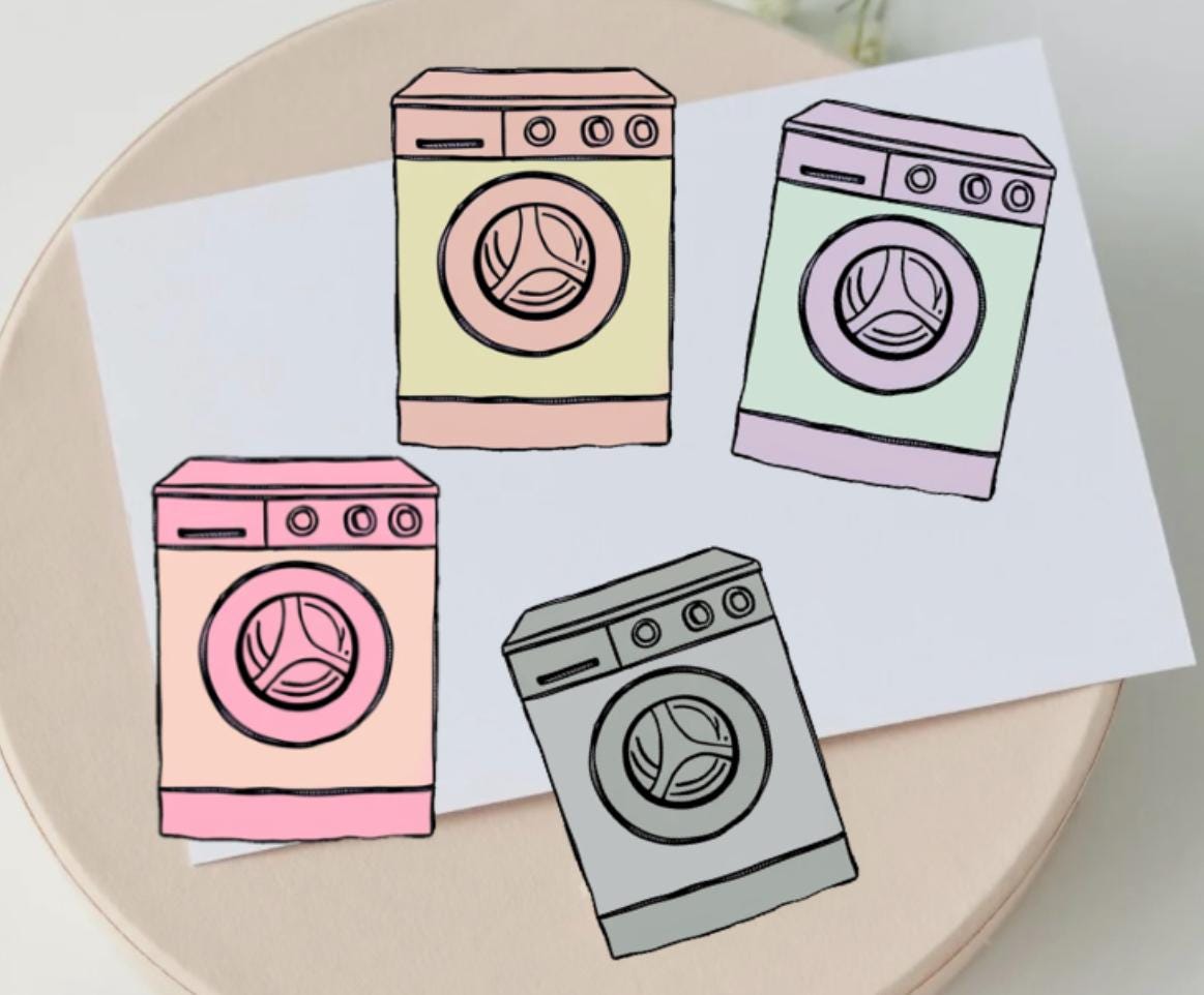 Washing Machine Planner Stickers: Laundry Day Calendar Stickers