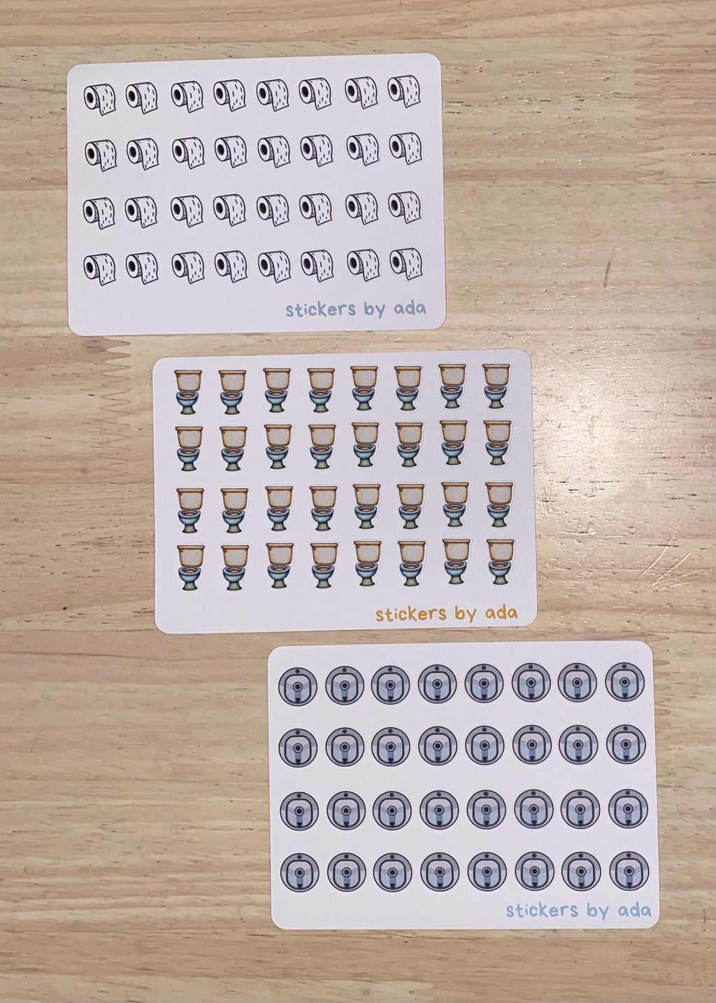 Mini toilet paper stickers to use in a daily planner, bullet journal, calendar or agenda