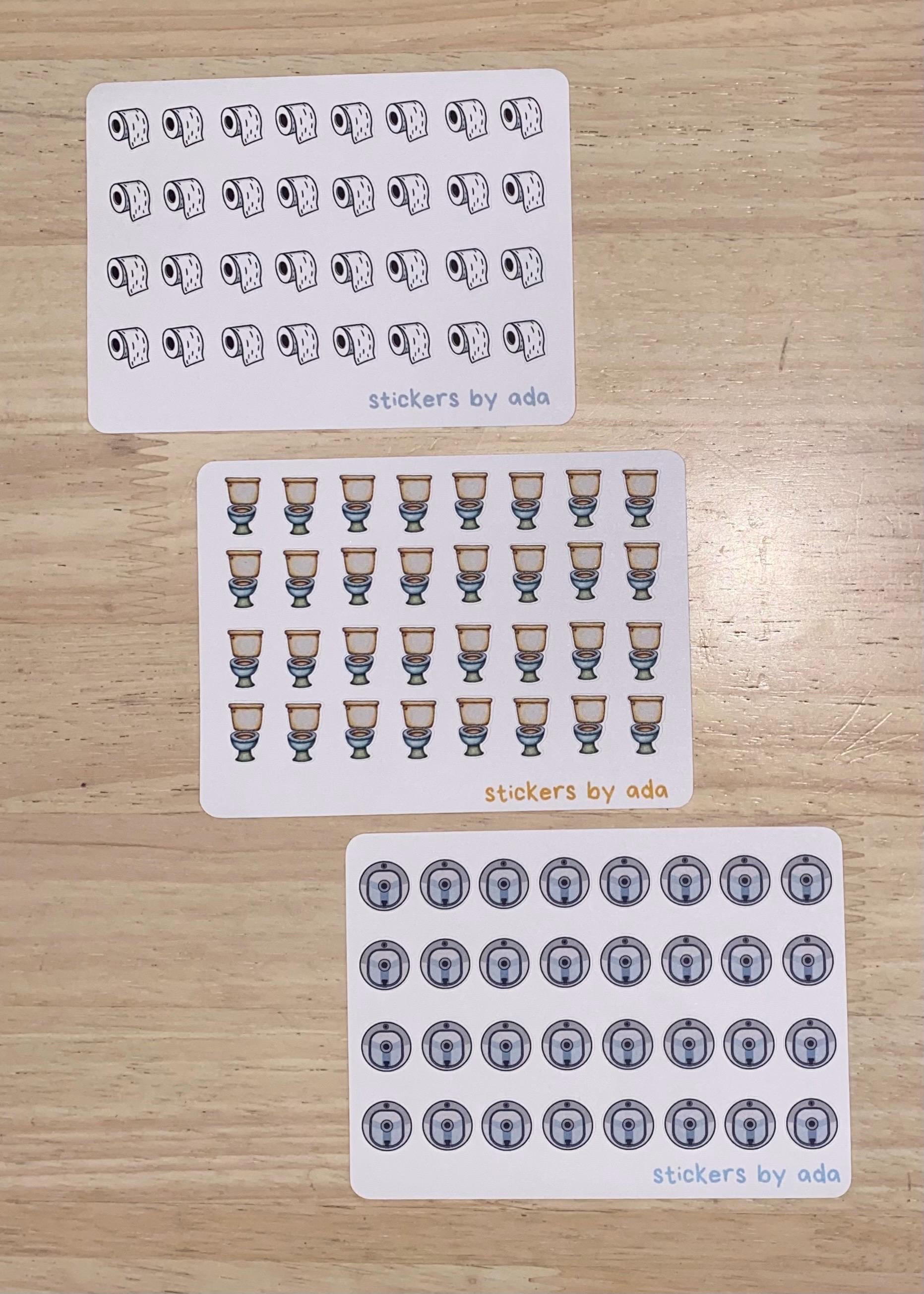 Mini toilet paper stickers to use in a daily planner, bullet journal, calendar or agenda