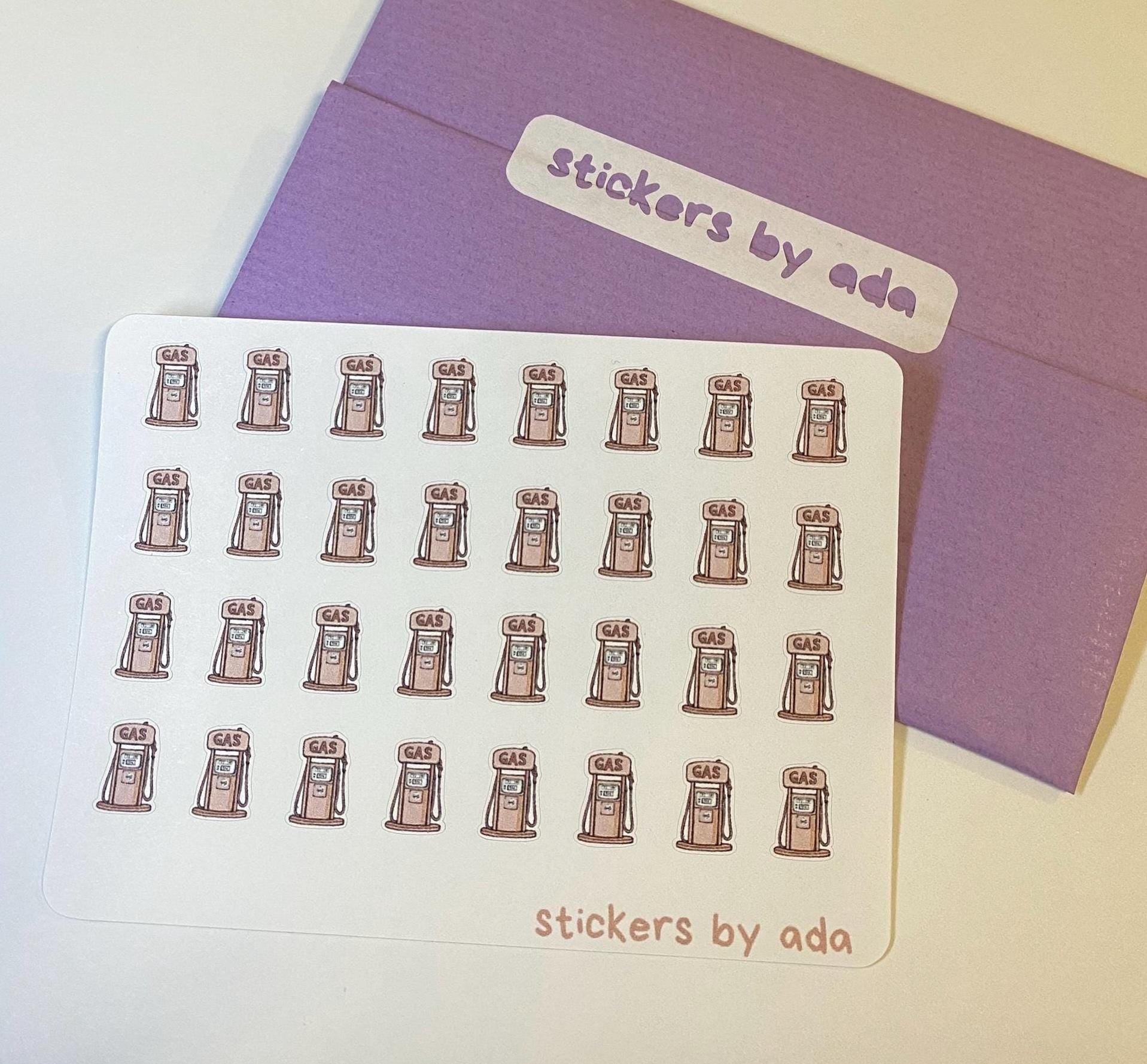 Mini gas station stickers to use in a daily planner, bullet journal, calendar or agenda