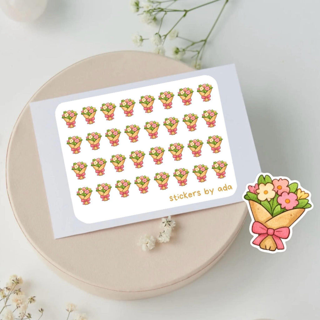 Mini bouquet stickers for planners, bullet journals, calendars, scrapbooking | Gift, flowers, romance