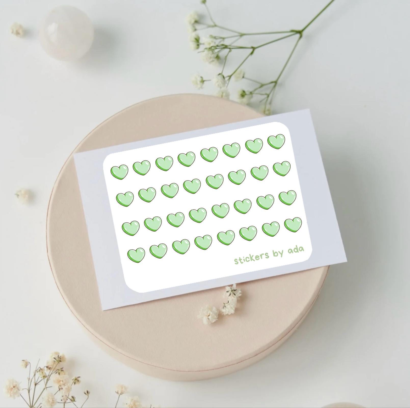 Mini heart stickers to use in a daily planner, bullet journal, calendar or agenda