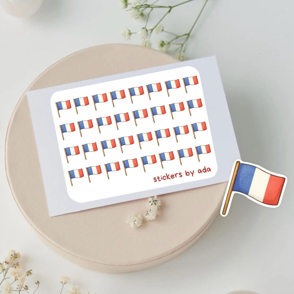 Mini French Flag Stickers: language lessons, speaking, learning, mother tongue, France | for everyday planning