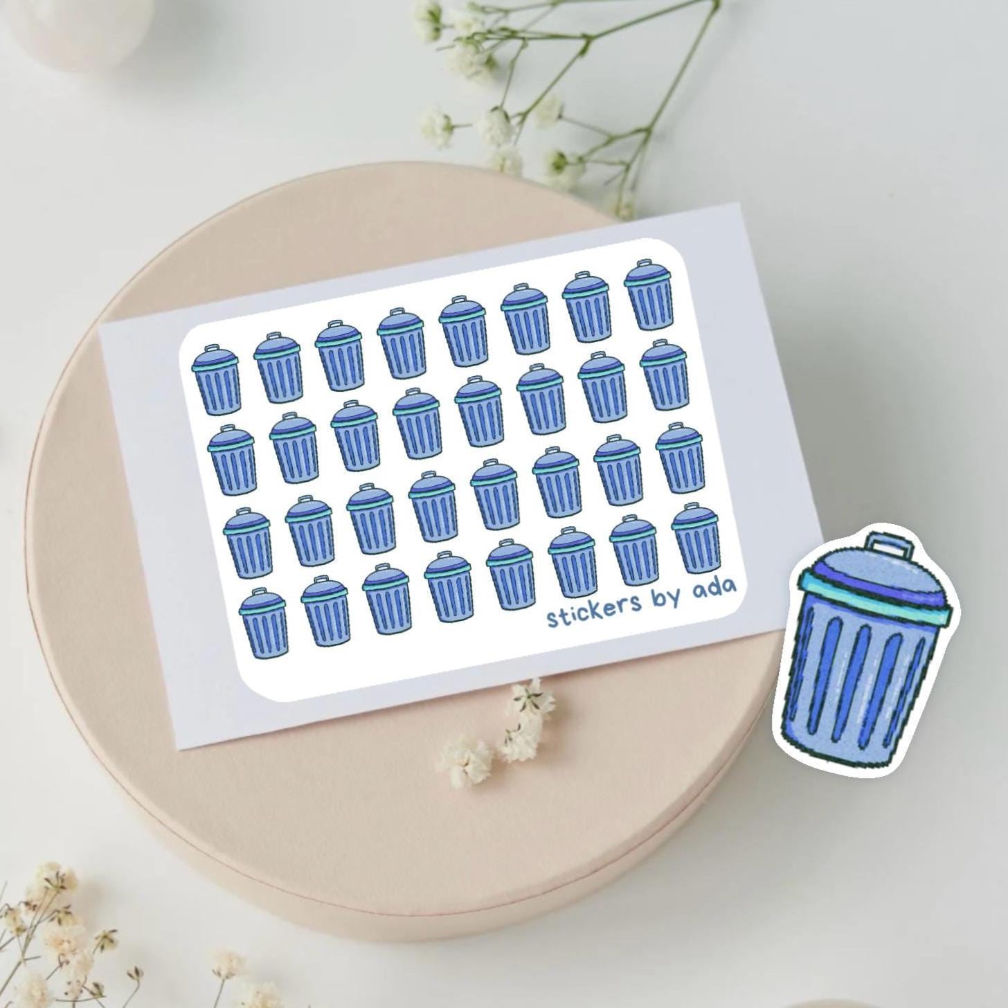 Trash Can Planner Stickers, Journal Scrapbooking Stickers