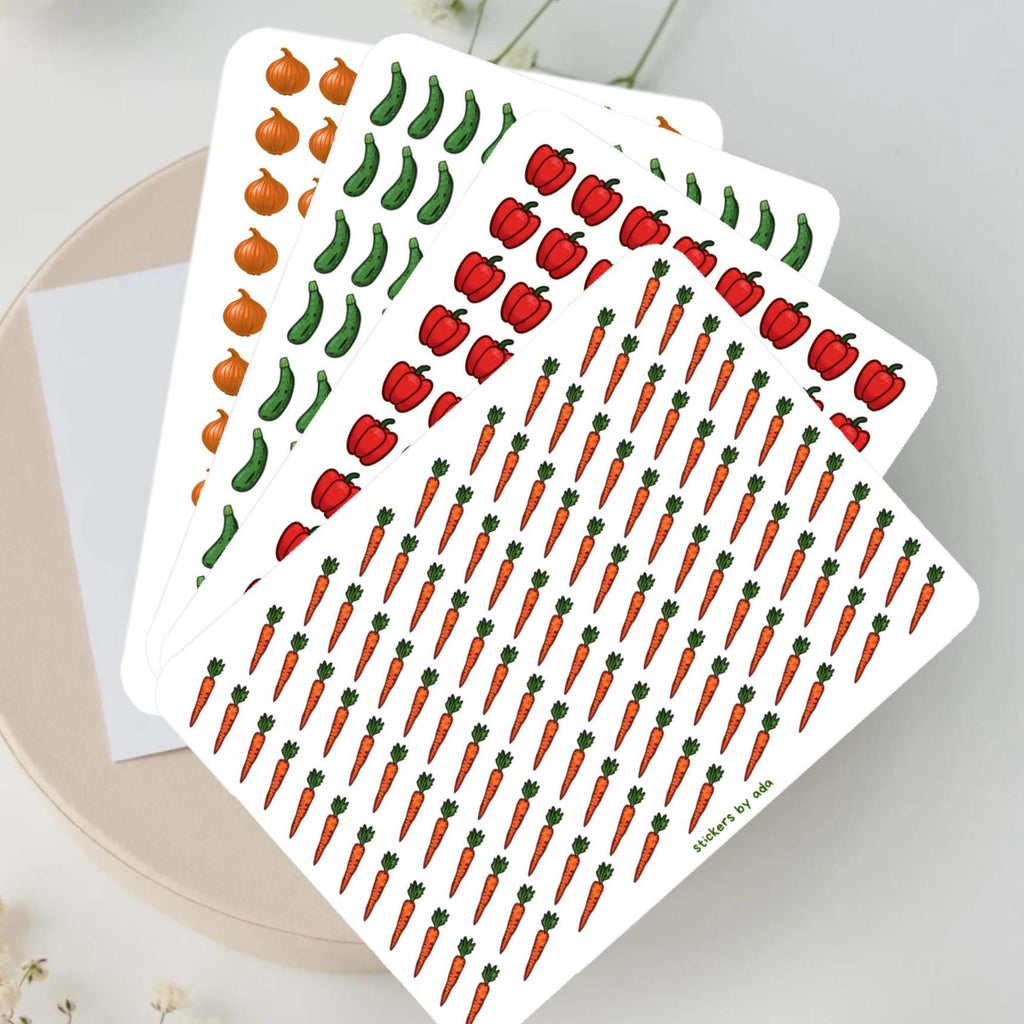Set of Vegetable Garden Planner Stickers, Mini Food Stickers