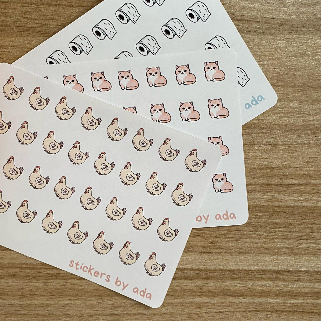 Mini toilet paper stickers to use in a daily planner, bullet journal, calendar or agenda