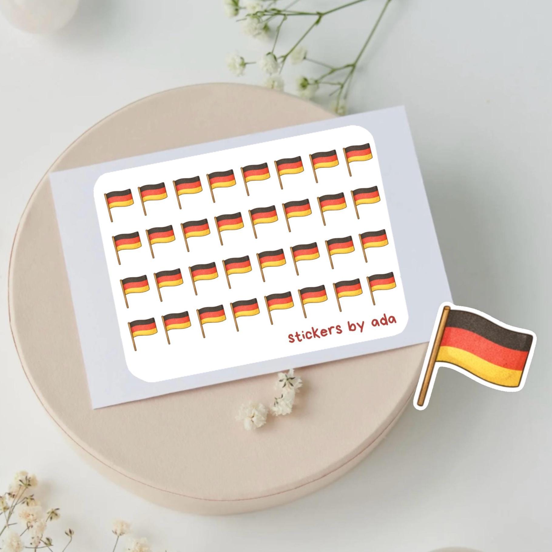 Mini German Flag Stickers: language lessons, speaking, learning, mother tongue, Germany | for everyday planning