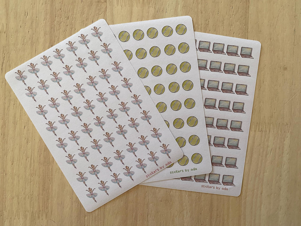 Mini Ping Pong Racket Stickers, Sport Stickers for Journals
