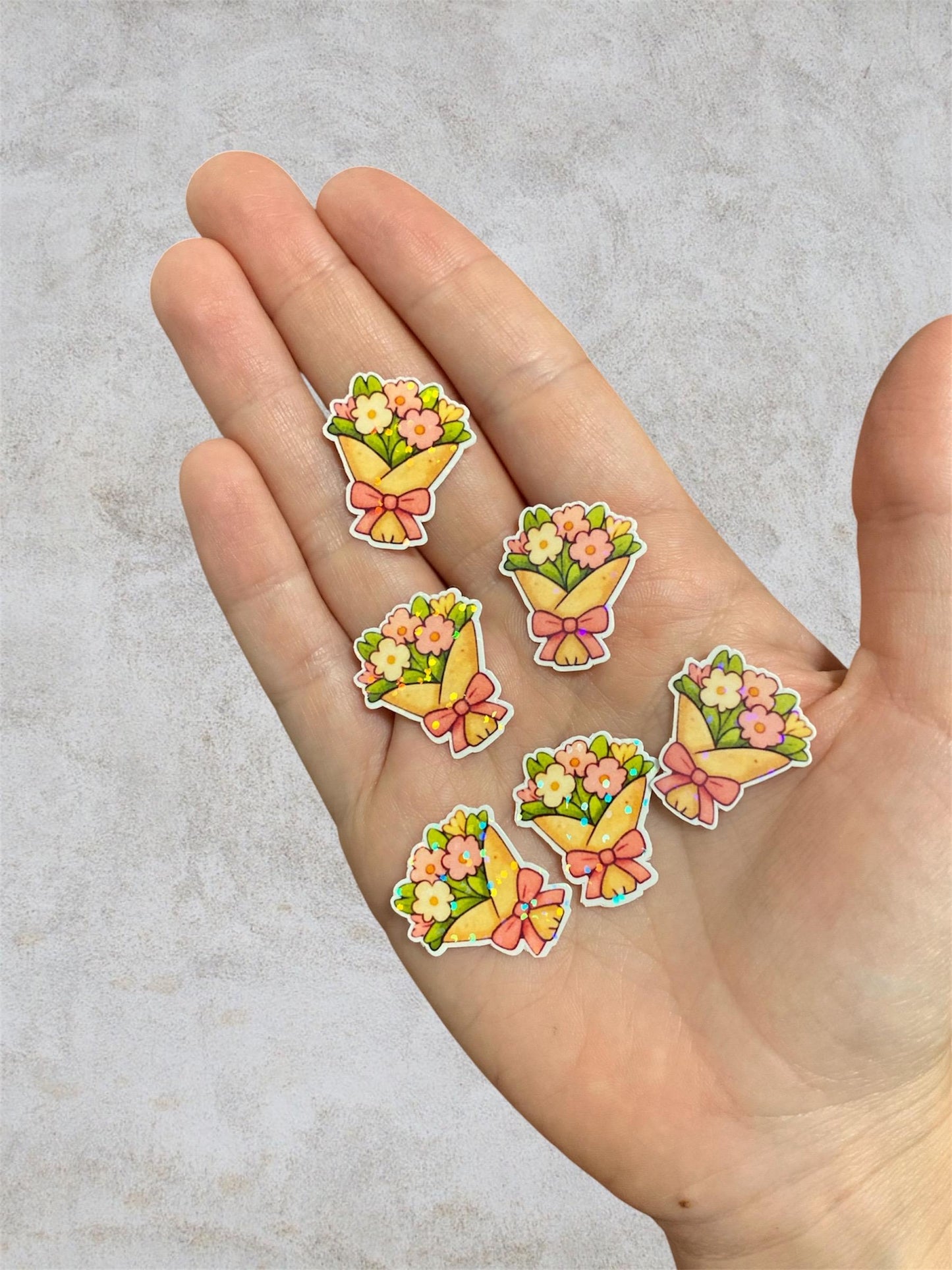 bouquet 6 mini holographic stickers