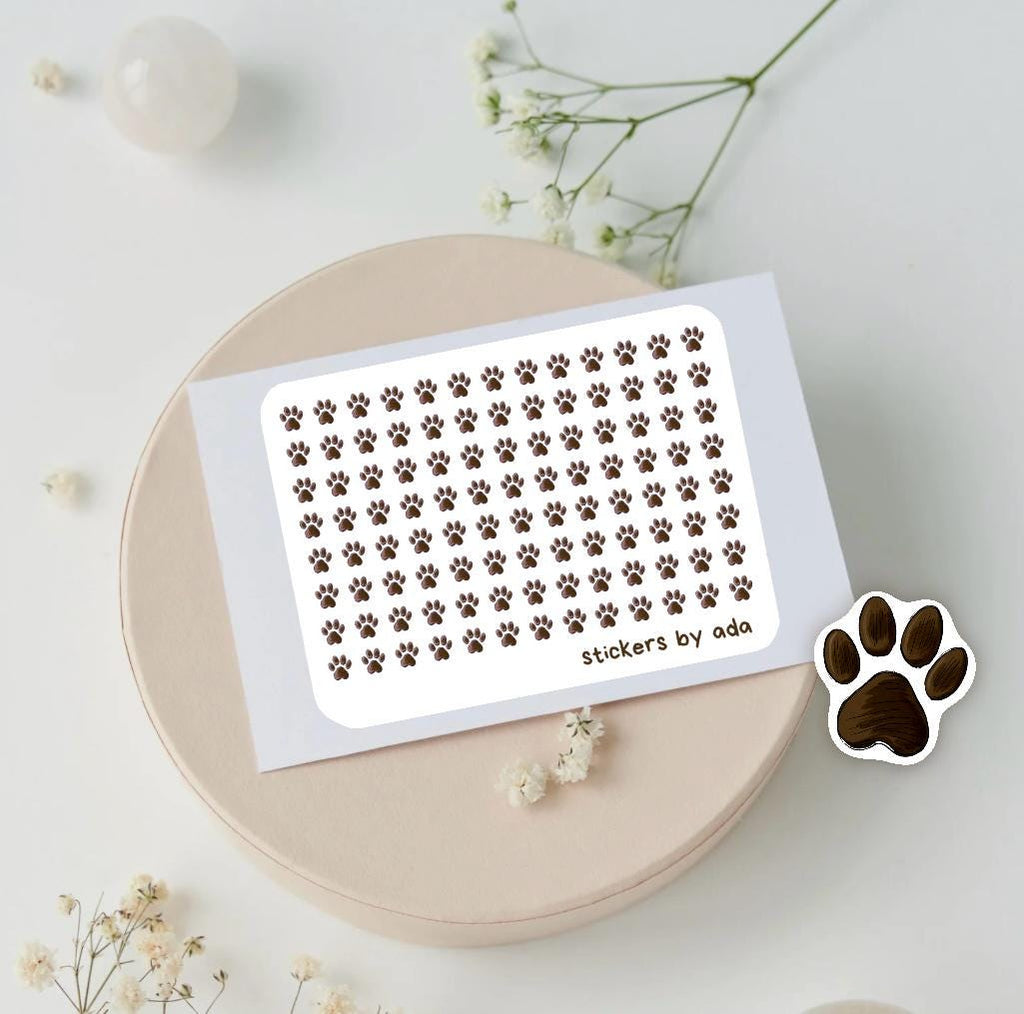 Micro Pet Paw Stickers: Brown Journal Planner Stickers