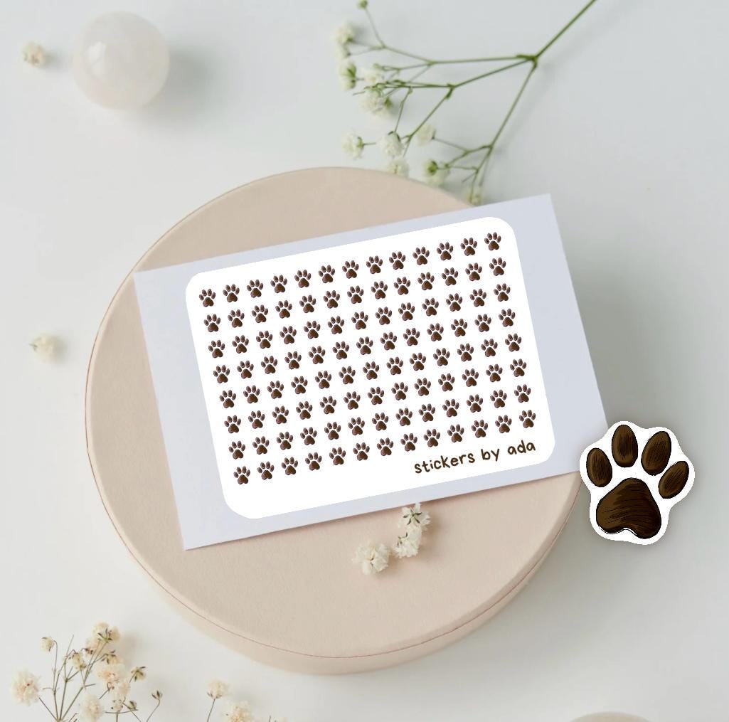 Micro Pet Paw Stickers: Brown Journal Planner Stickers