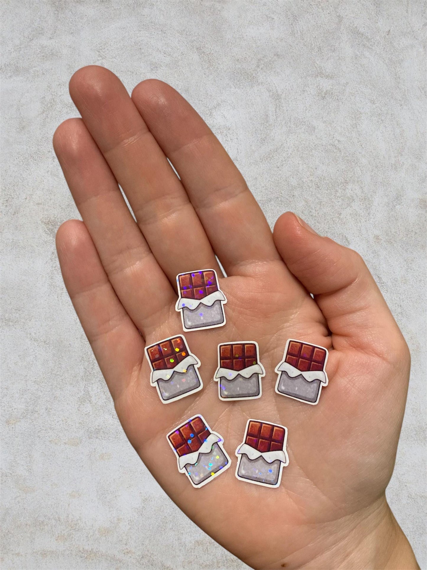 chocolate 6 mini holographic stickers