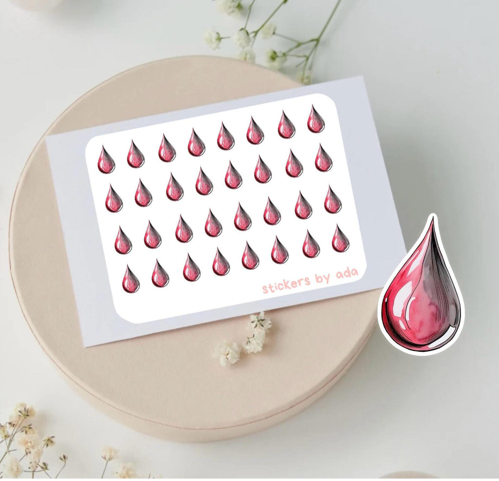 Mini Drop Stickers, Planner Journal Art, Fluid Tracker