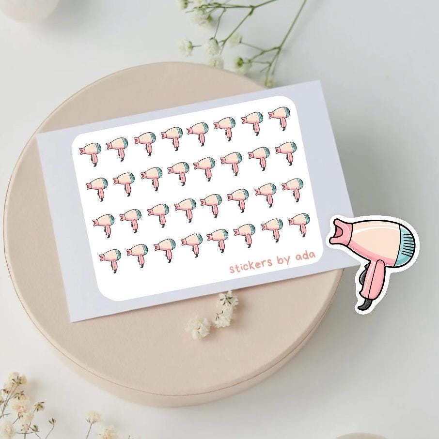 Mini hairdryer stickers to use in your everyday planning and projects