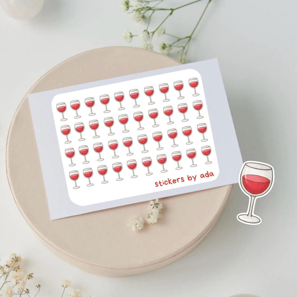 Red Wine Glass Stickers: Planner, Journal, Calendar Organization