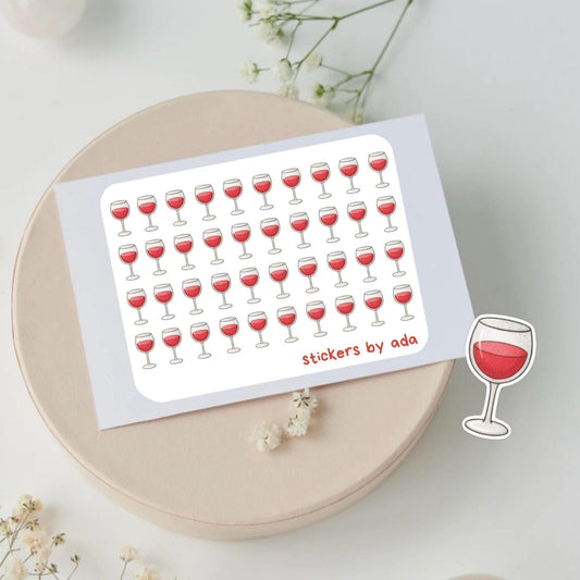 Red Wine Glass Stickers: Planner, Journal, Calendar Organization