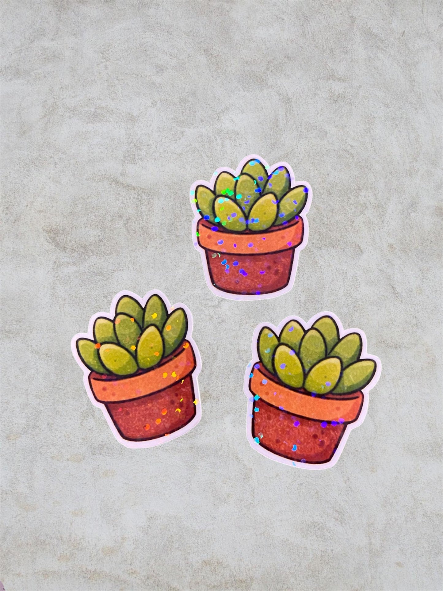 plants 3 holographic stickers | succulents