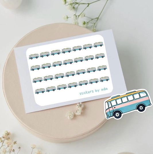 Mini bus stickers to use in a daily planner, bullet journal, calendar or agenda