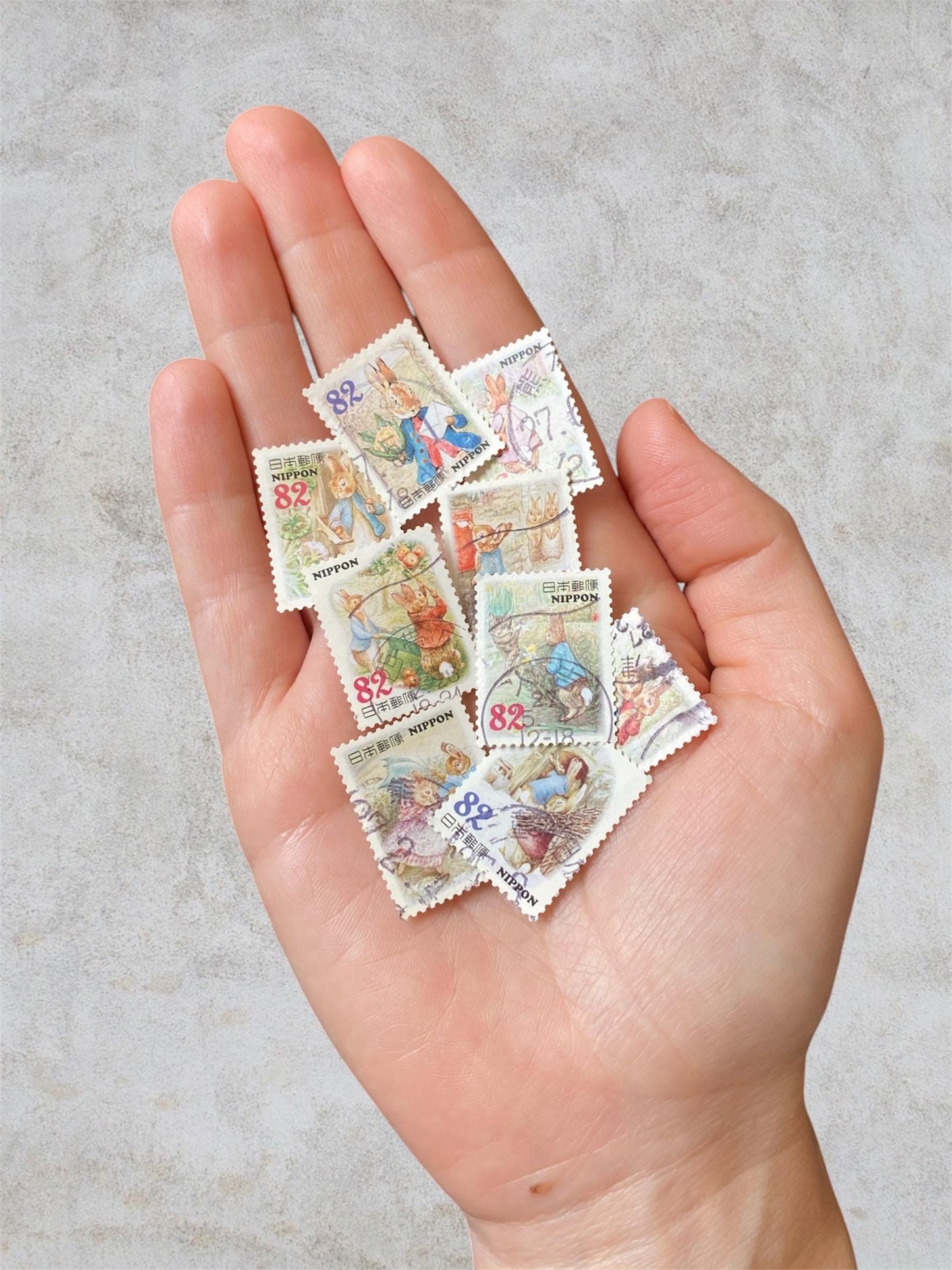 Peter Rabbit 9 Japan Postage Stamps – Cute Character Lot – No Duplicates