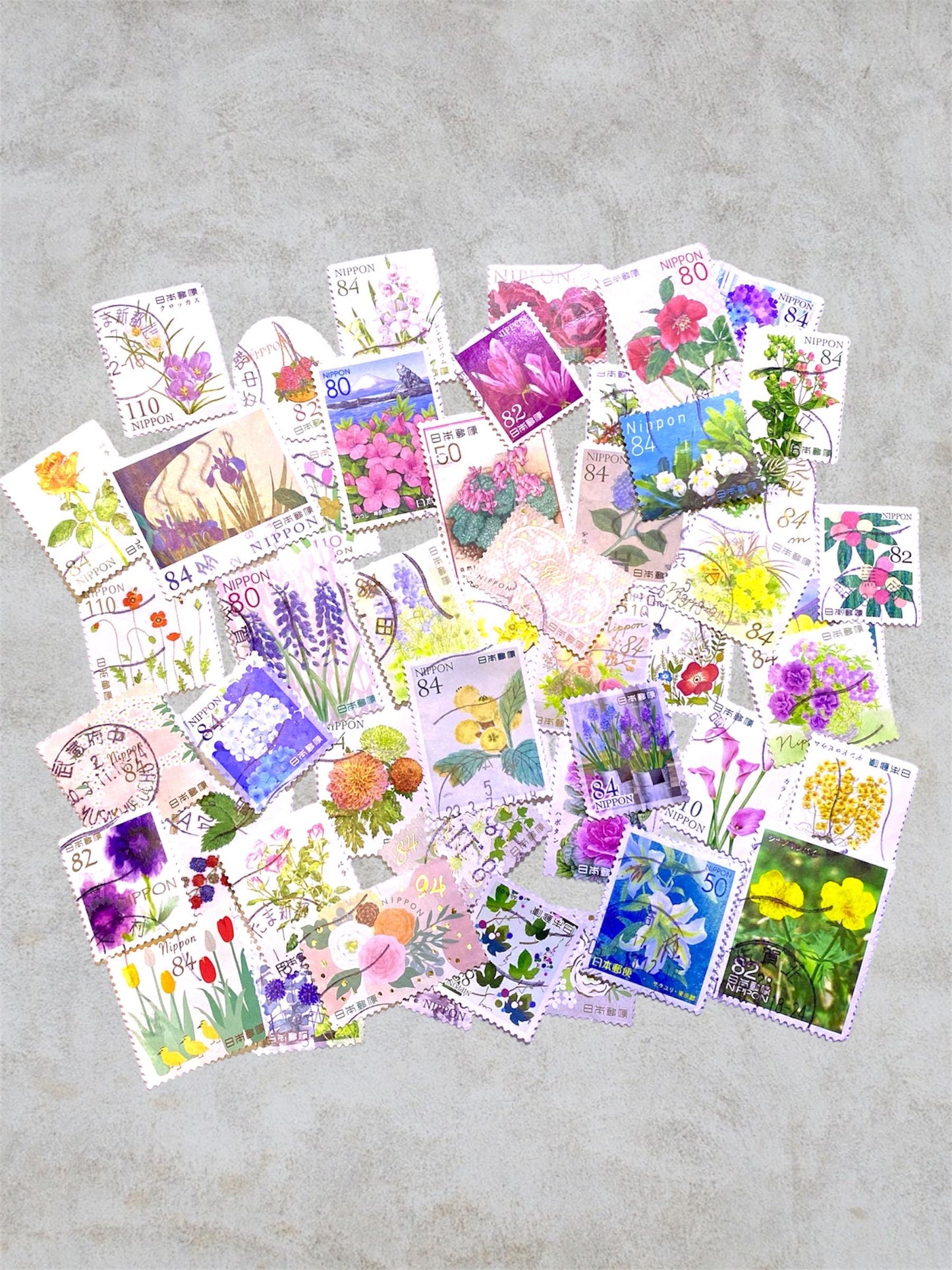 Used Japanese Flower Post Stamps — Vintage and New JPN Postage for Crafts & Collecting, NIPPON