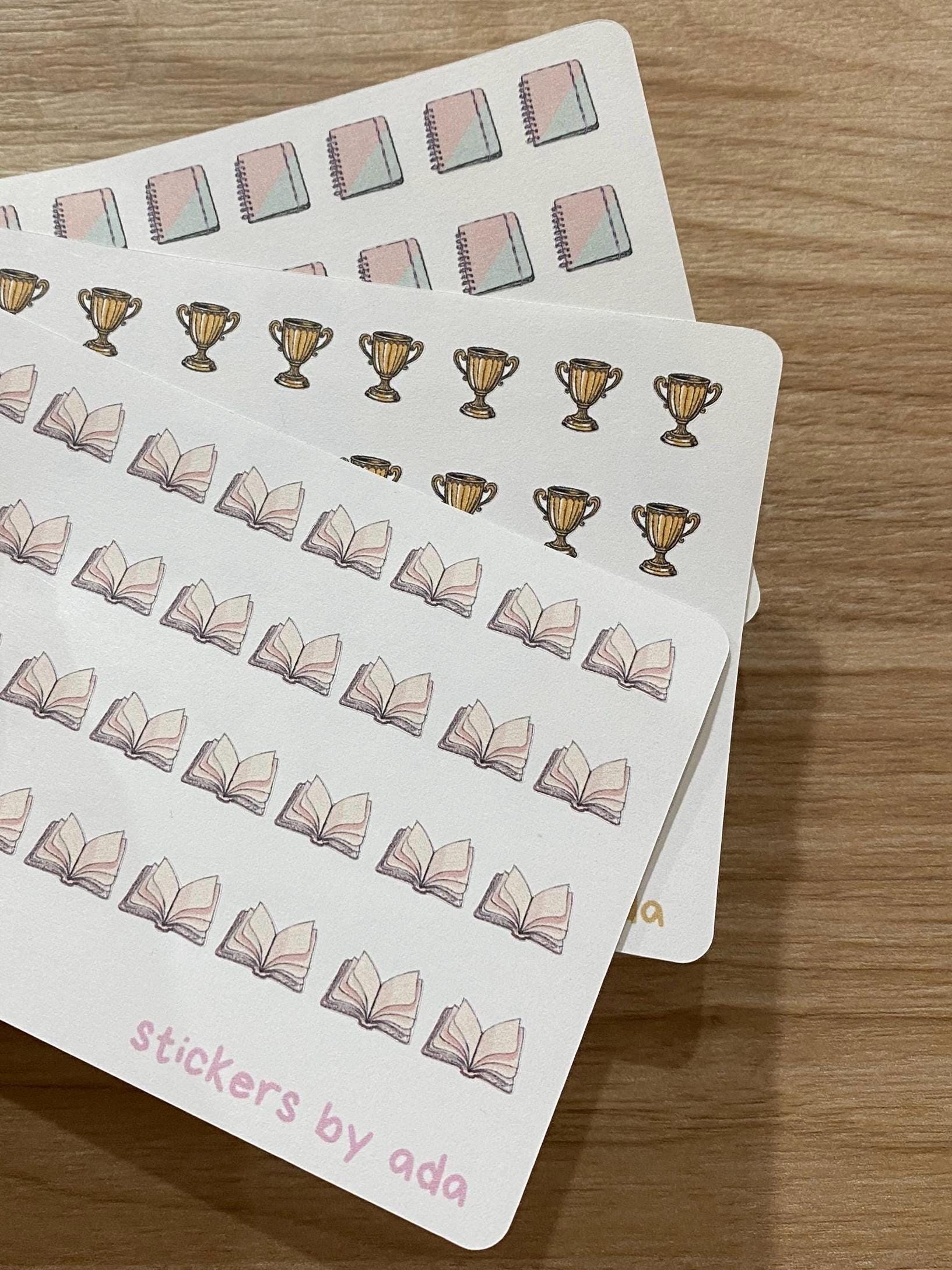 Mini trophy stickers to use in a daily planner, bullet journal, calendar or agenda