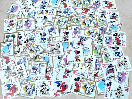 10 Disney Mickey Mouse and friends Postage Stamps from Japan– Cute Character Lot – No Duplicates