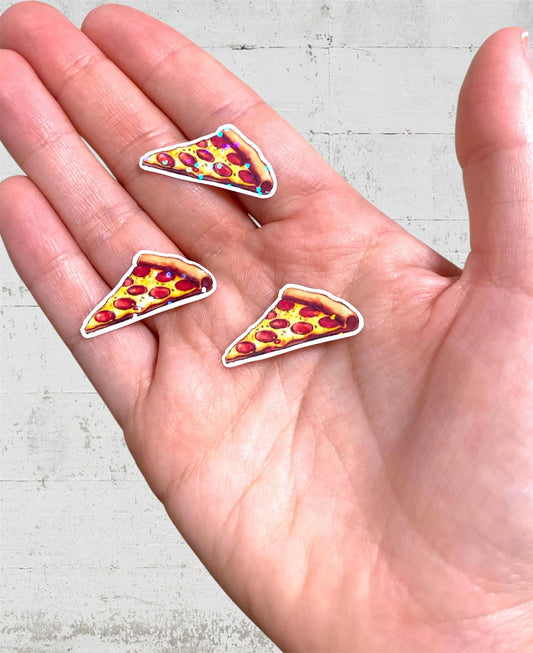 pizza slice 6 mini holographic stickers