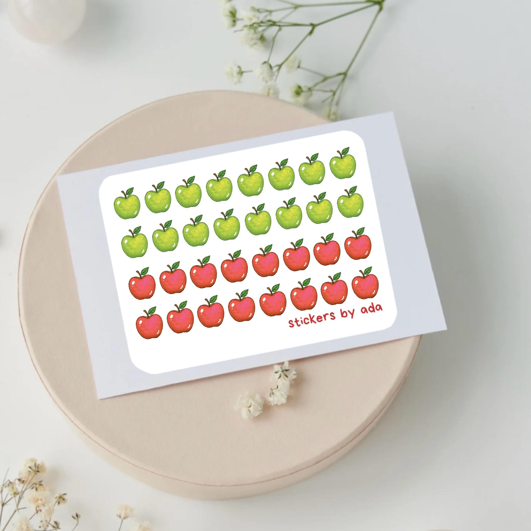 Mini Apple Stickers: Planner, Journal, Vegan Food, Diet, Fruit