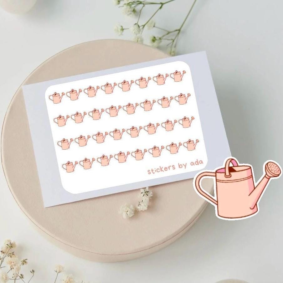 Mini Watering Can Stickers: Gardening Planner Stickers
