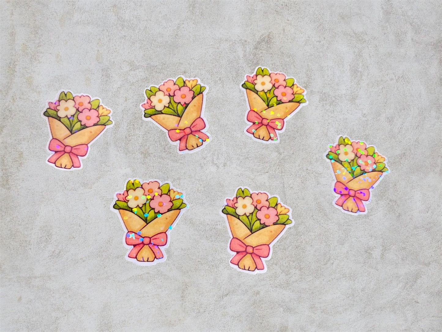 bouquet 6 mini holographic stickers
