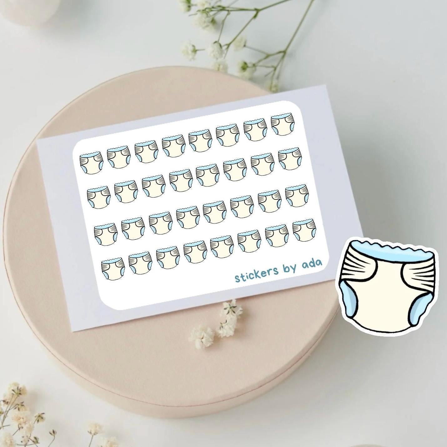 Mini Diaper Stickers: Baby Routine Planner, Journal, Calendar