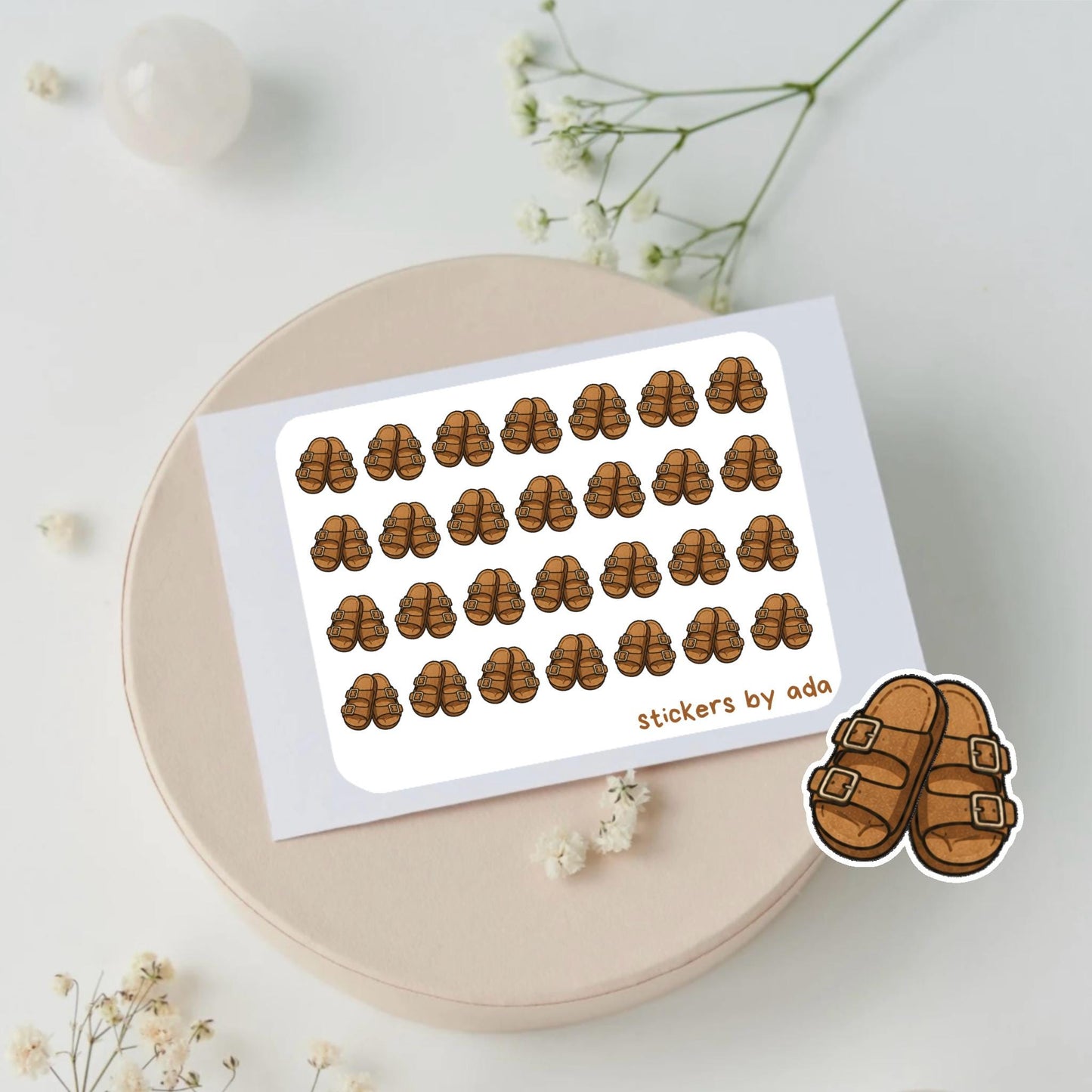 Mini sandals, shoe stickers to use in a daily planner, bullet journal, calendar or agenda
